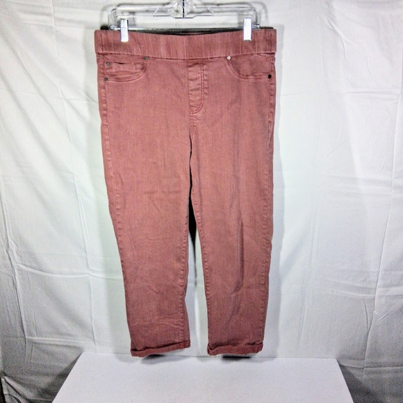 Liverpool Pants - Liverpool Women's Size 12 Stretchy Pull On Roan Rose Pink Capri Jeans 34" Waist